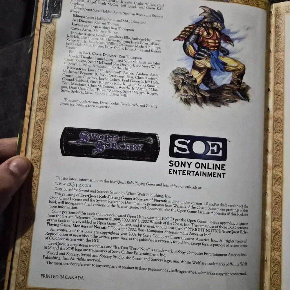 Sword Sorcery: Everquest‎ Roleplaying Game Monsters of Norrath (Hardcover 2002)